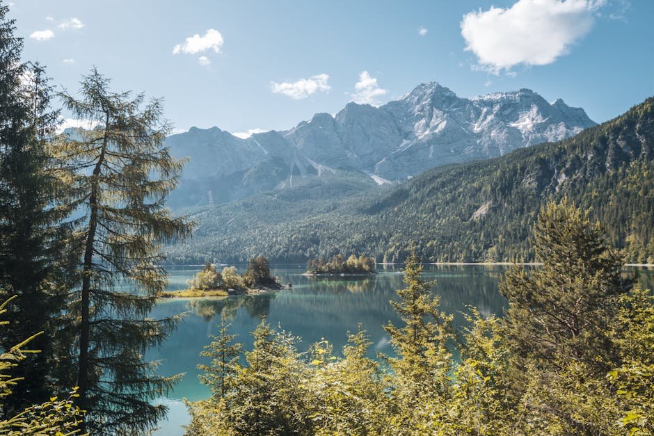 forest nature stunning landscape of lake eibsee with the tower #12568079 Forest Nature - Stunning landscape of Lake Eibsee with the tower #12568079