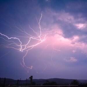 Mountain Landscapes - Captivating lightning bolts illuminate the night #12592511