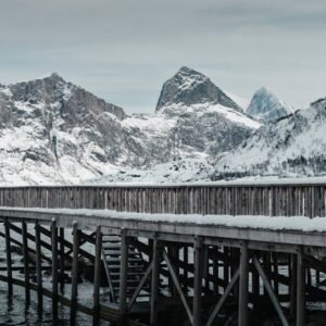 Snow Mountains - Scenic view of snow-covered mountains and wooden #29359342