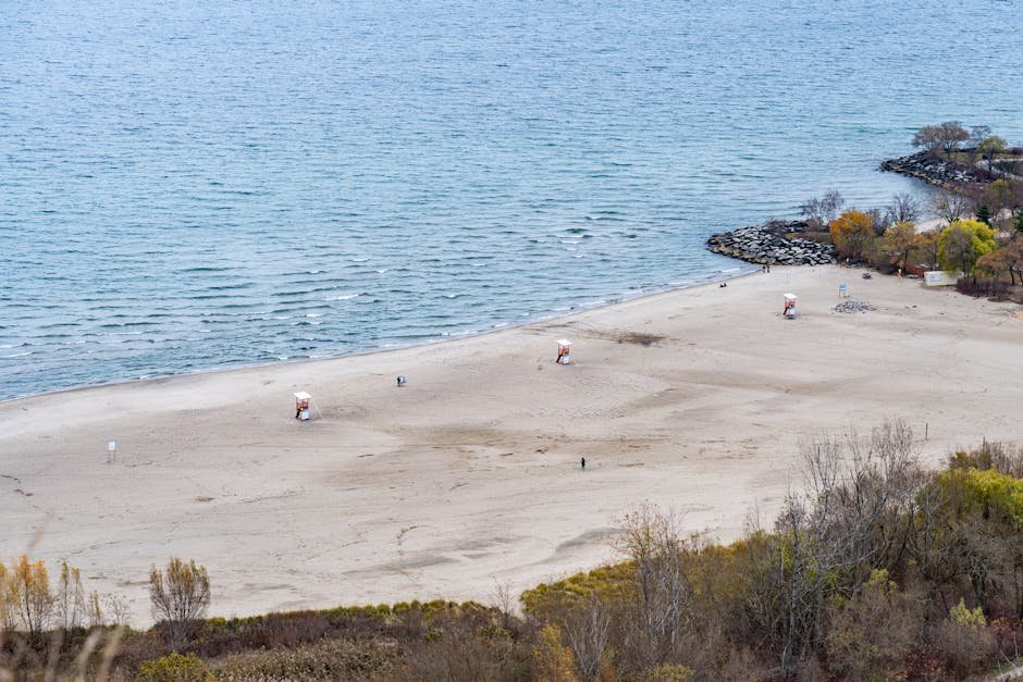 beach scenery aerial shot of a deserted beach in toronto with #29453897 Beach Scenery - Aerial shot of a deserted beach in Toronto with #29453897