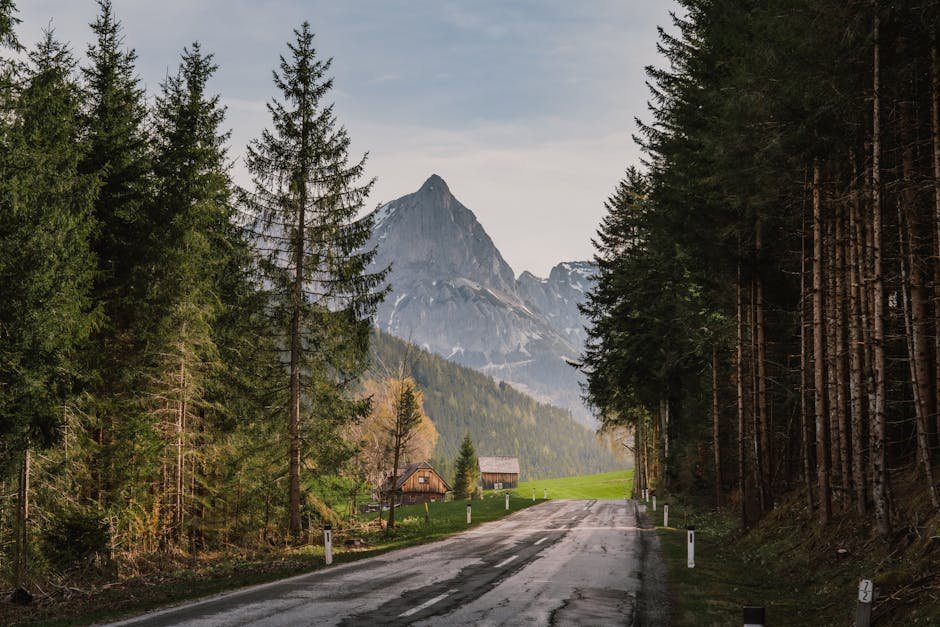 mountain landscapes a picturesque mountain road winding through an a #32001916 Mountain Landscapes - A picturesque mountain road winding through an a #32001916
