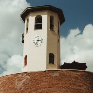 Desert Wilderness - A scenic view of Ankara Castle's clock tower wit #32107282