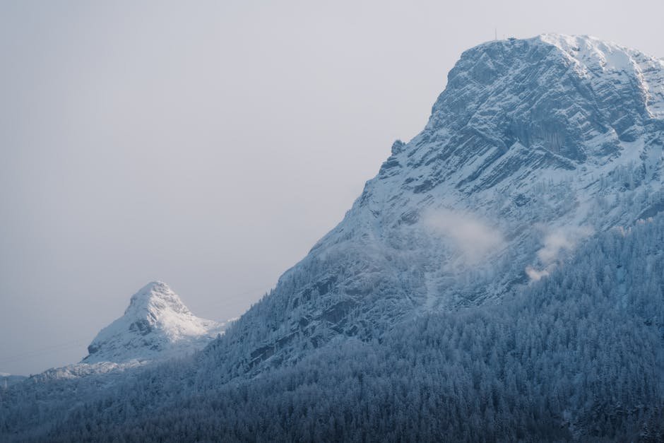 mountain landscapes serene view of a snow covered mountain peak and #35002218 Mountain Landscapes - Serene view of a snow-covered mountain peak and #35002218