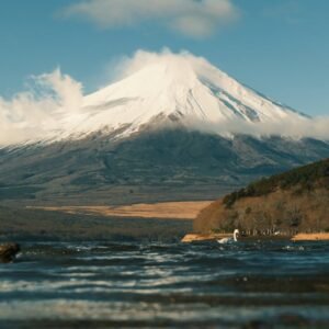 Lake Reflections - Capture of Mount Fuji with snow cap and swan fro #35457079