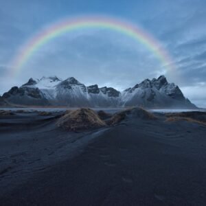 Desert Wilderness - Stunning view of Vestrahorn mountain with a vibr #4101555