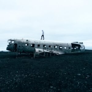 Desert Wilderness - Eerie scene of an abandoned plane wreck on Icela #919606