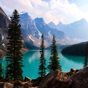 Lake Reflections - Breathtaking view of Moraine Lake with turquoise #9750174